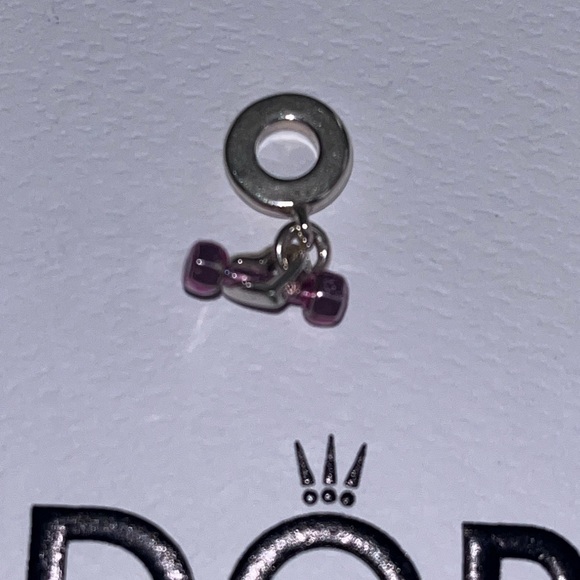 Pandora Silver and Purple Dumbbell Charm Bracelet - Picture 1 of 1